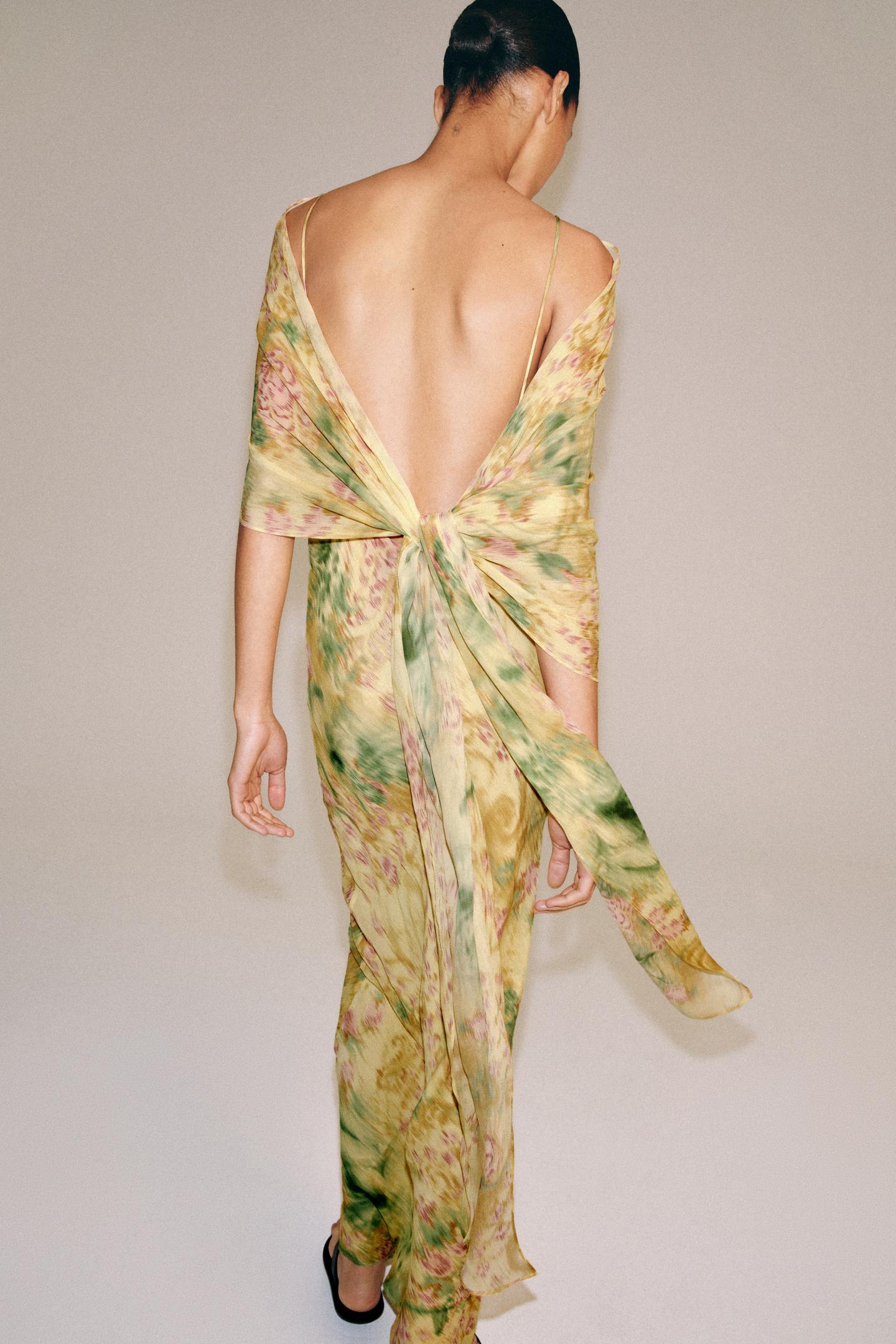 Женское платье Zara ZW Collection Printed Bow, цвет: Разноцветный — фото 10