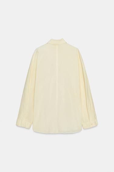 POPLIN OVERSIZE SHIRT - Light yellow by Zara - Image 8