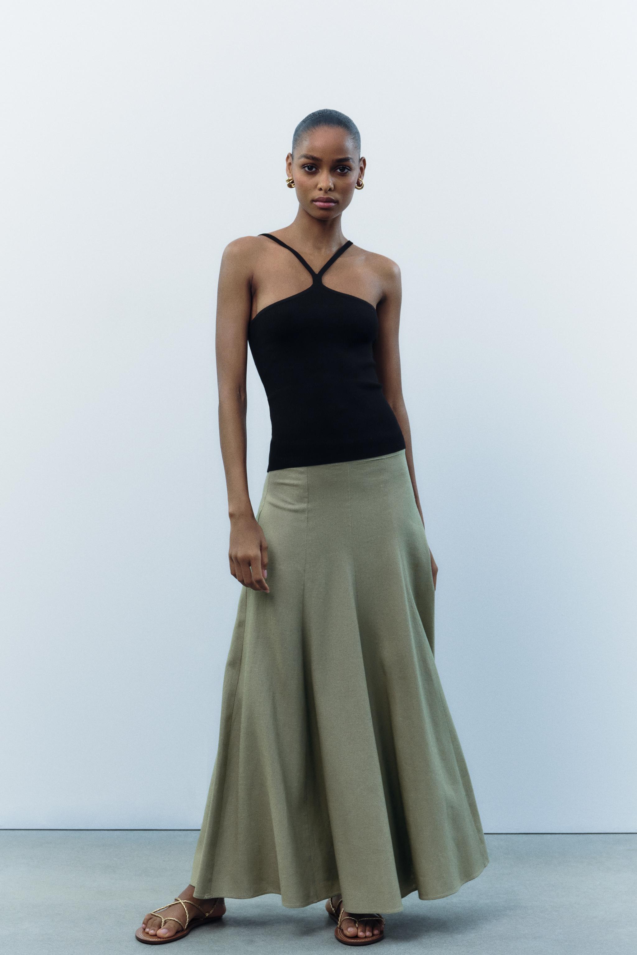 Green layered skirt zara best sale