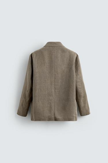 WASHED 100% LINEN SUIT BLAZER - Mink by Zara - Image 6