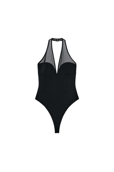 בגד גוף קולר משולב - שחור של Zara