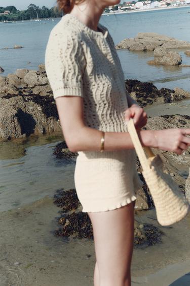 GILET EN MAILLE OUVERTE - Beige de Zara - Image 3