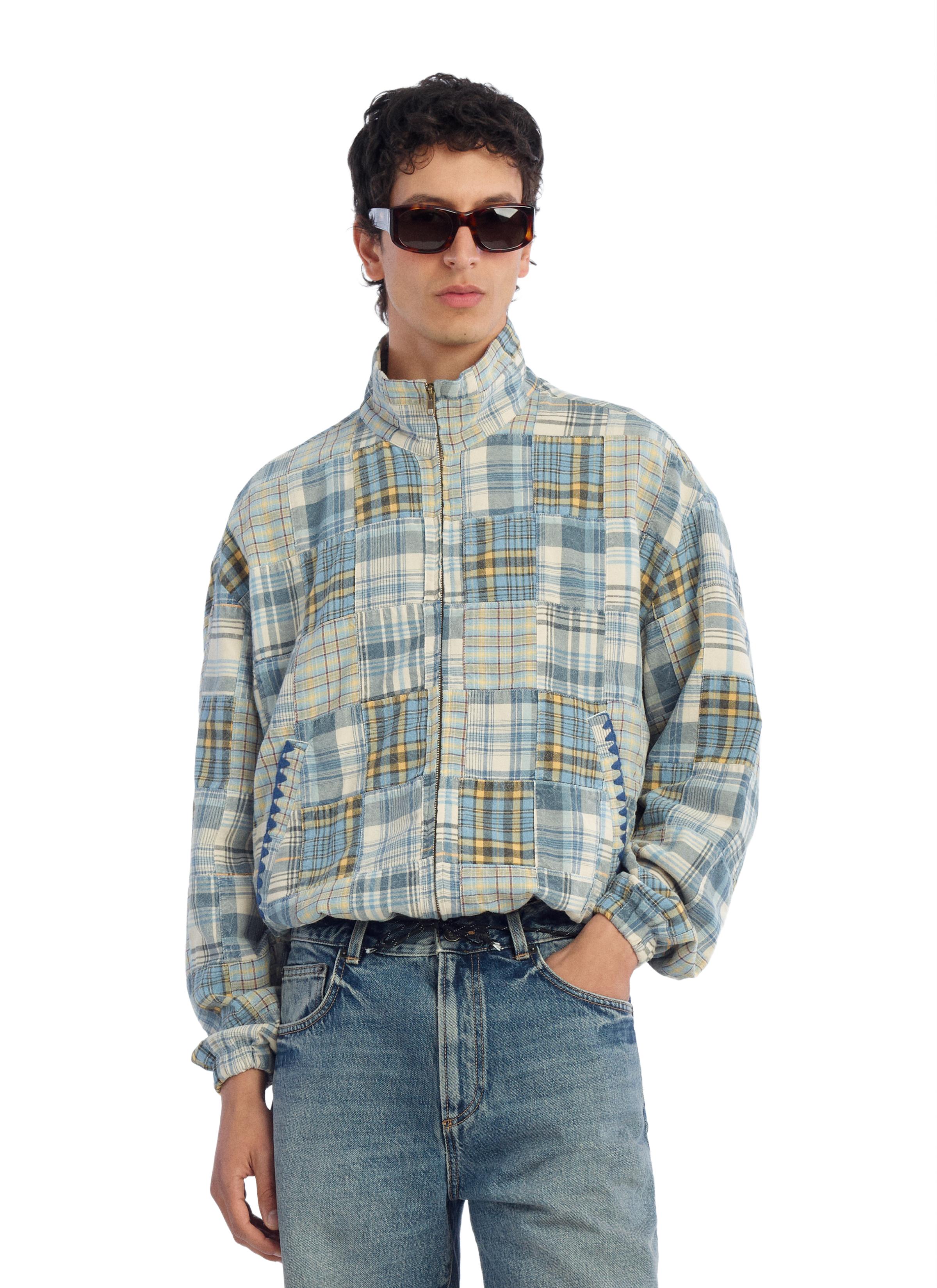 RELAXED FIT PLAID PATCHWORK JACKET — Multicolored