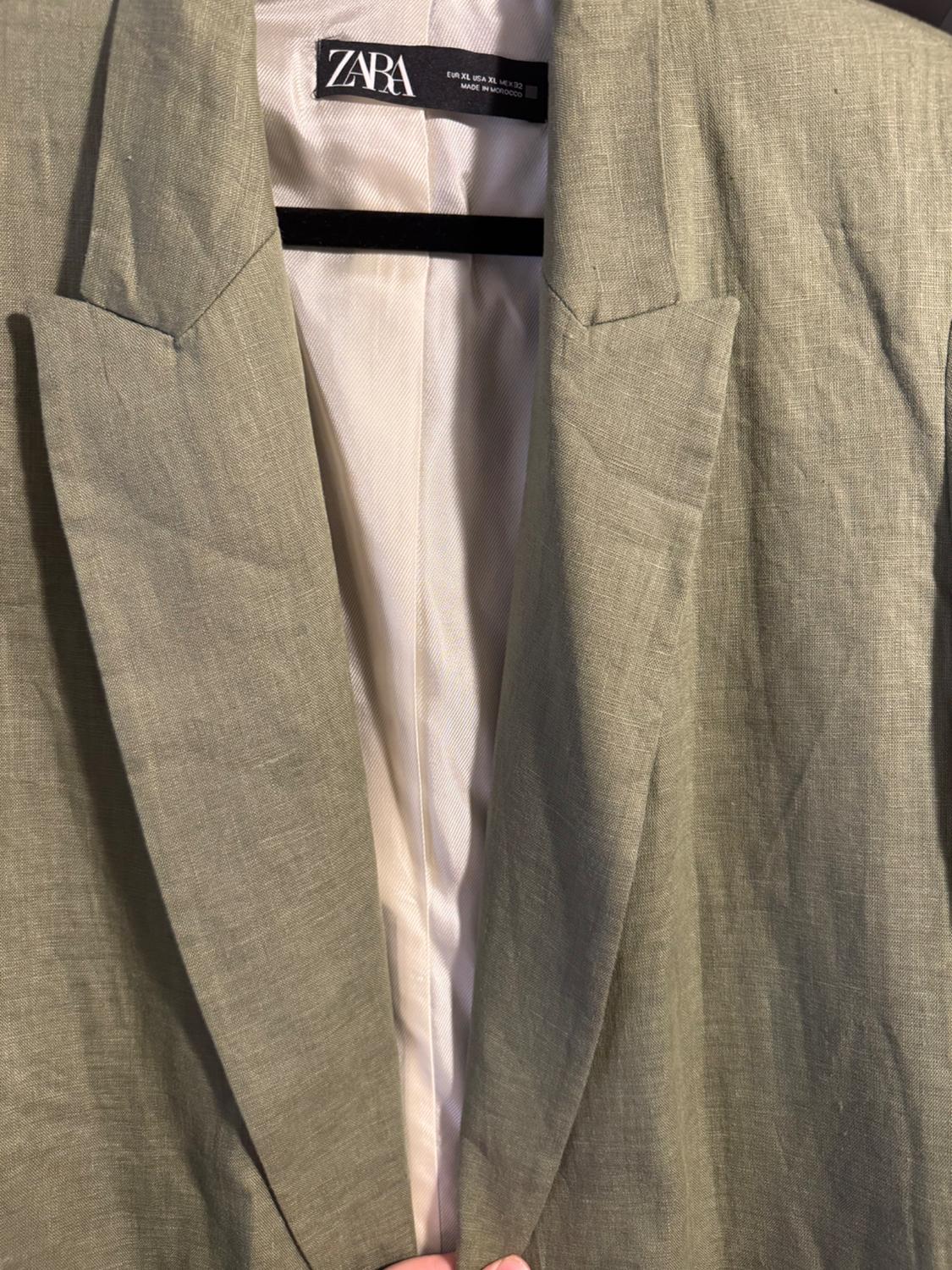 KHAKI 100 LINEN BLAZER WITH LINING INSIDE WITH PRINTED CUFFS - Image 2