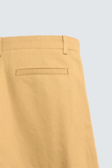 COTTON/LINEN STRAIGHT-LEG CHINO TROUSERS - Beige by Zara - Image 9