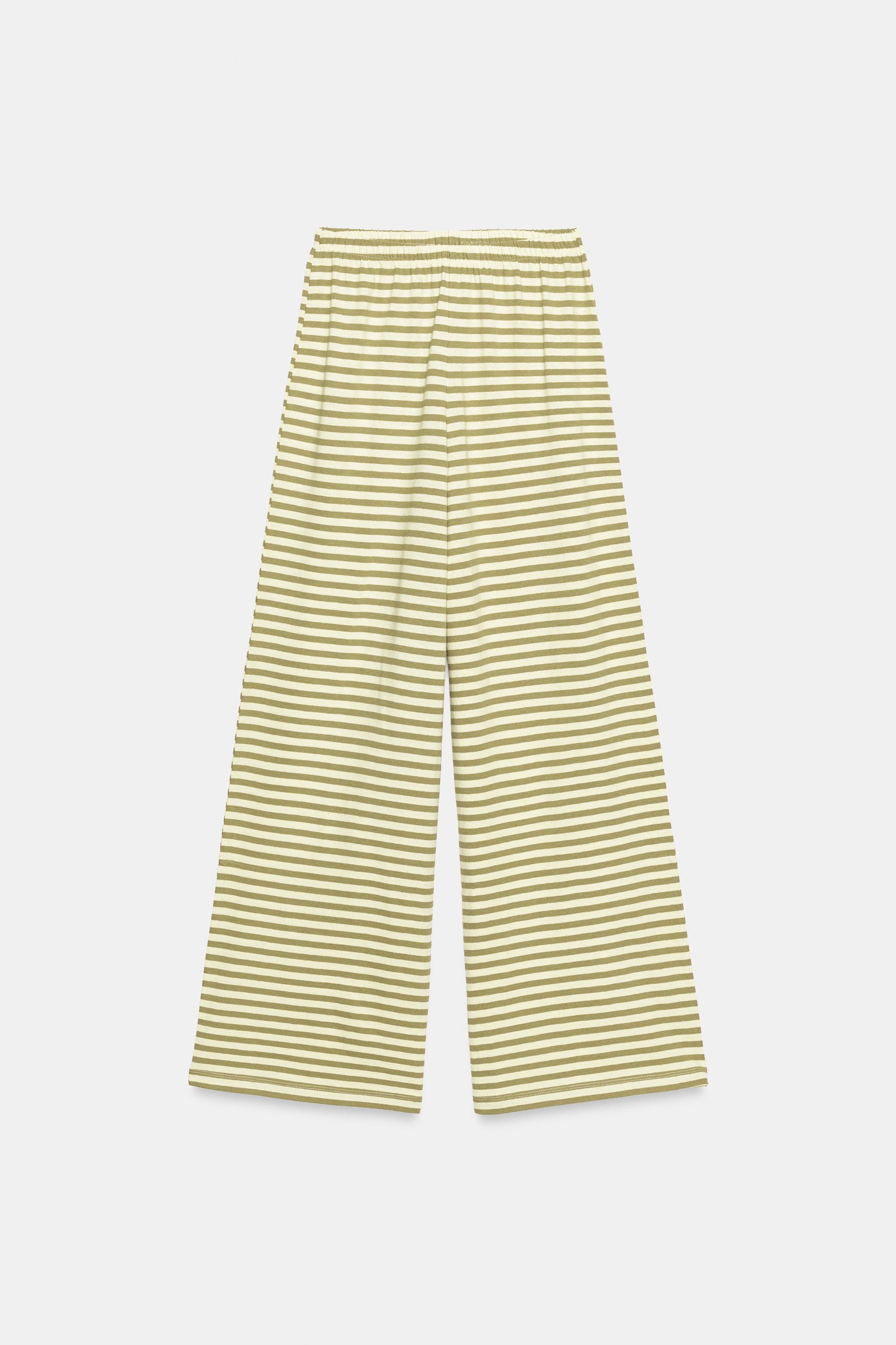 STRIPED COTTON AND LINEN PANTS