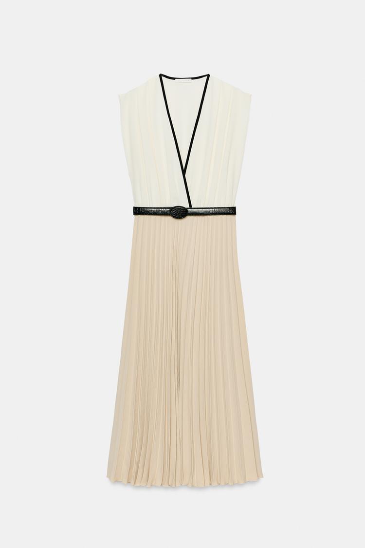 Vestido midi plisado combinado 7