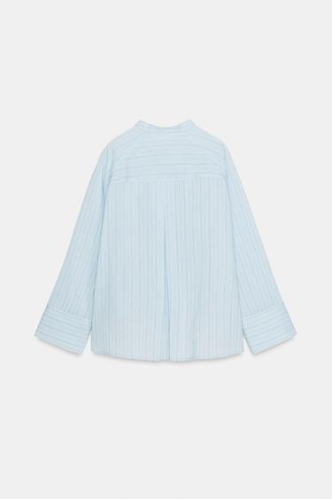 CHEMISE À RAYURES POCHE ZW COLLECTION - Bleu de Zara - Image 6