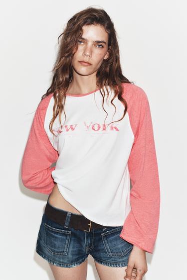 OVERSIZE SLUB KNIT RAGLAN SLEEVE T-SHIRT - White by Zara