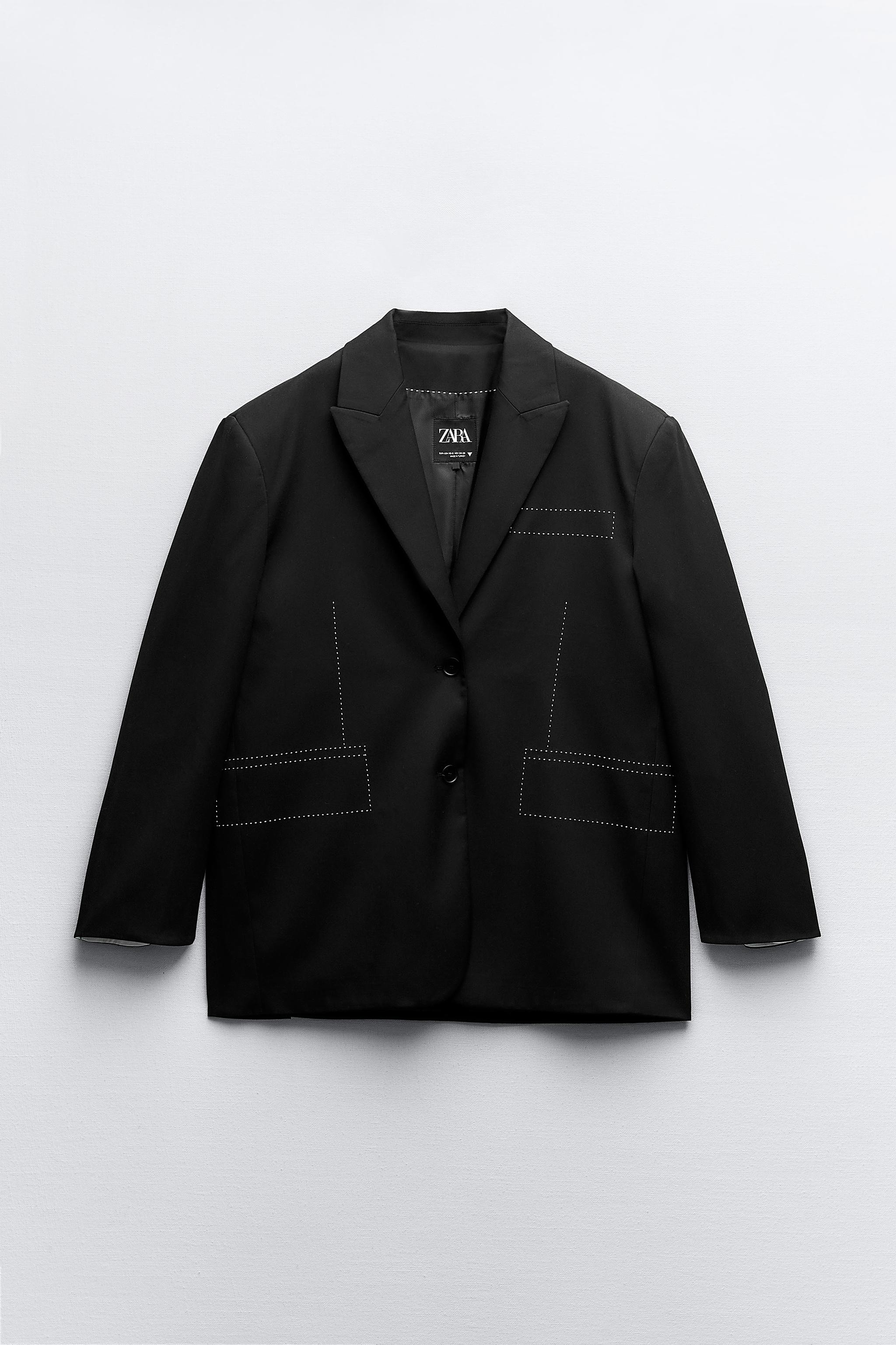 Zara black cheap double breasted blazer