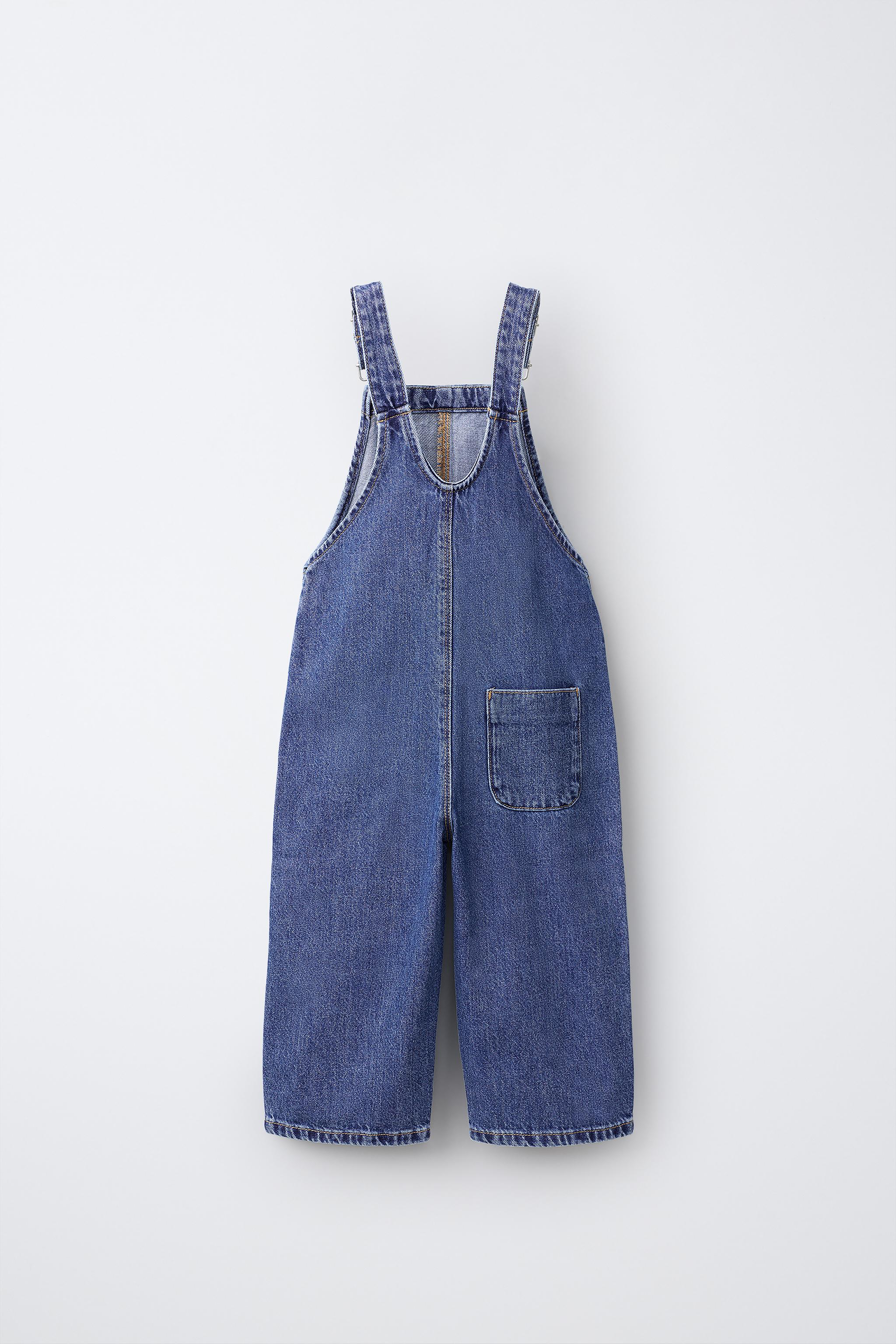 Детские комбинезоны Zara EMBROIDERED FLORAL LONG DENIM OVERALLS — фото 3