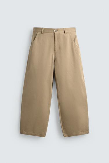 بنطلون WIDE FIT CROPPED - بيج الخاص بـ Zara