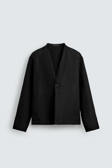 BLAZER TRAJE ALGODÓN - LINO - Negro de Zara
