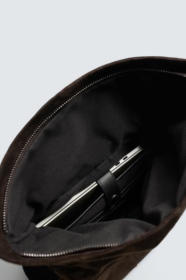 SAC À DOS EN CUIR À RABAT - Marron de Zara - Image 7