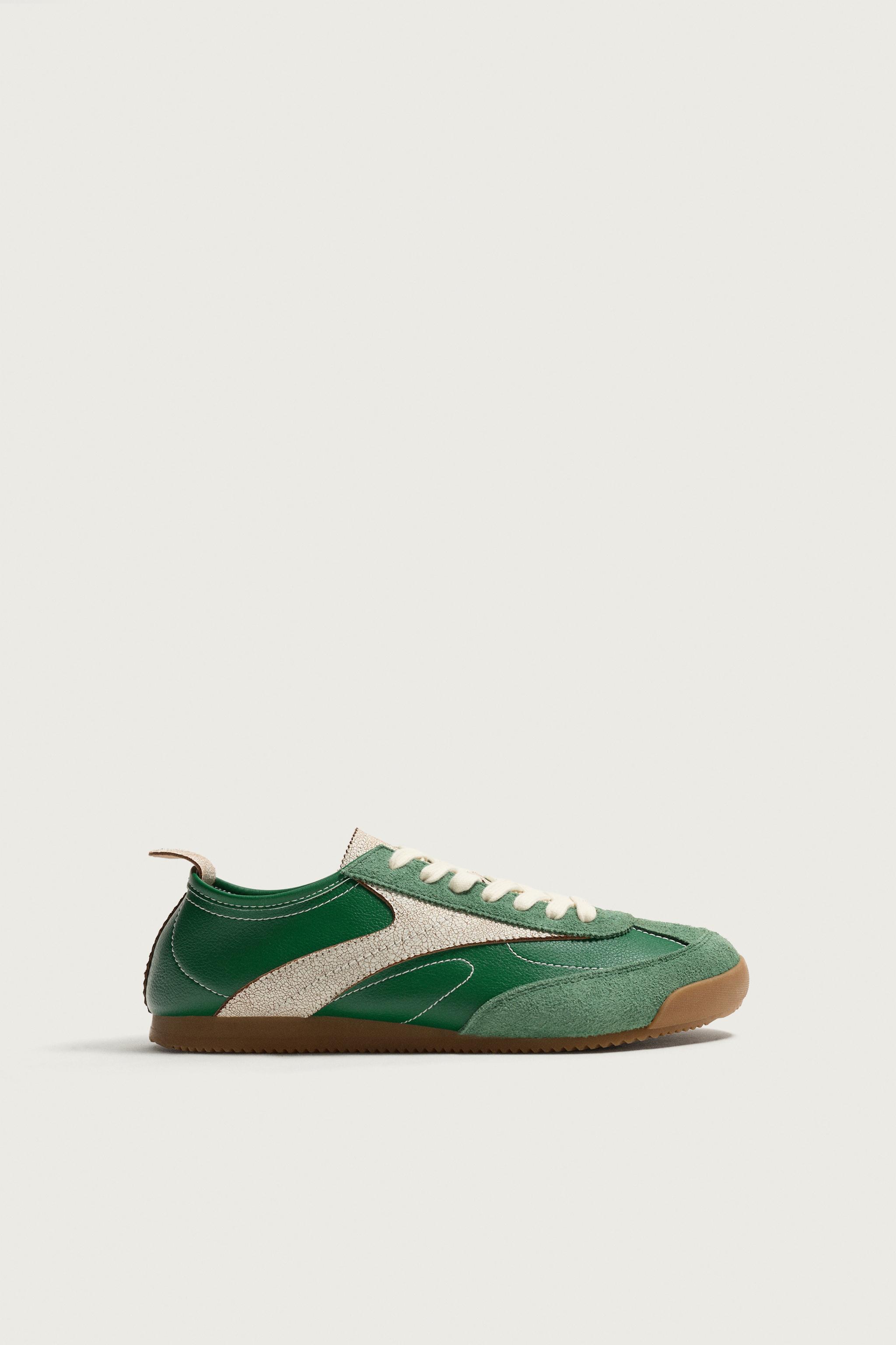 RETRO-STYLE LEATHER DETAIL SNEAKERS