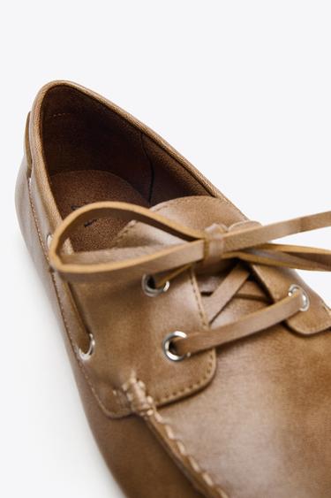 LACE-UP FLAT SHOES - Brown by Zara - Image 5