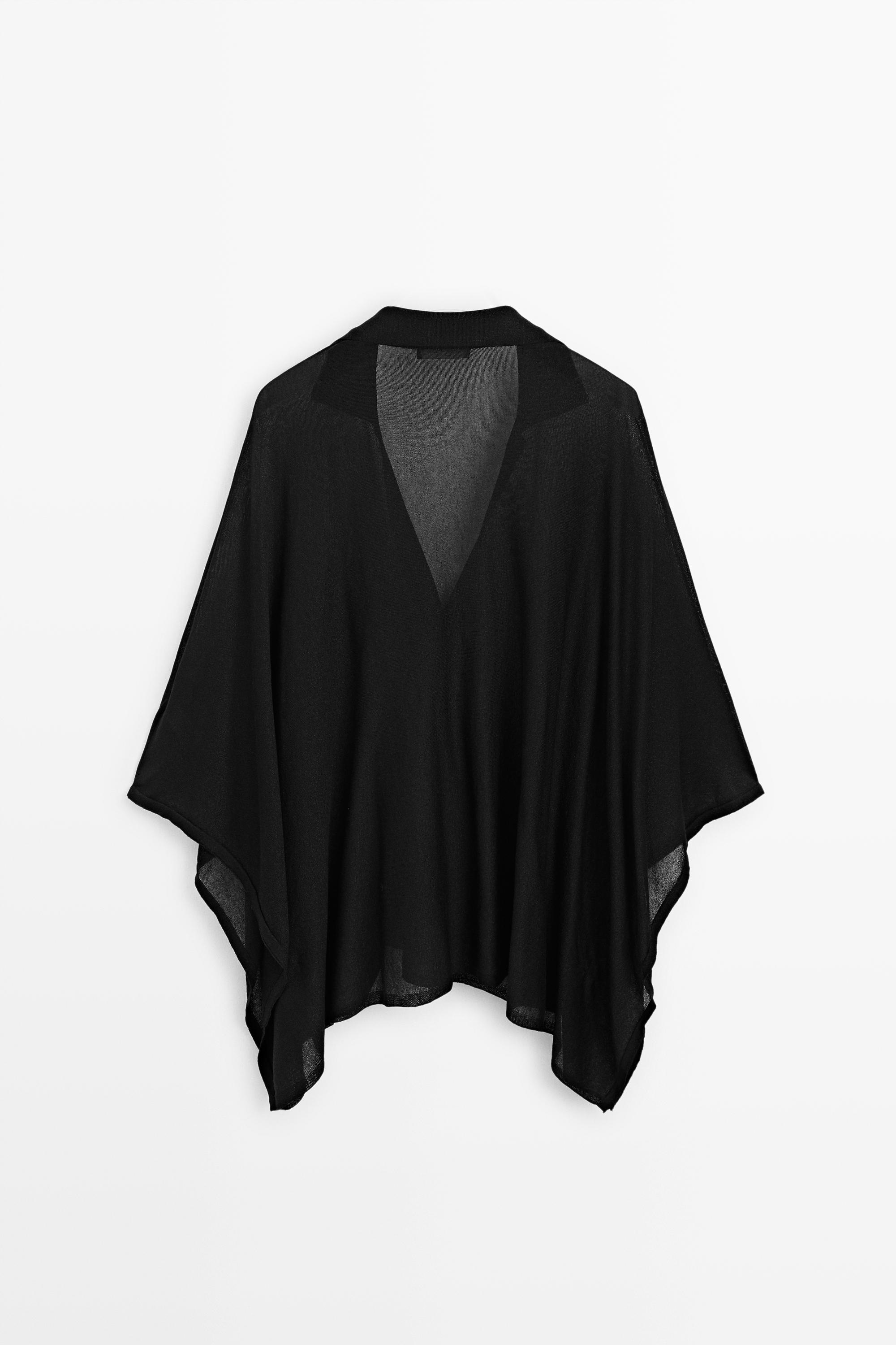 Metallic detail polo collar flowing cape