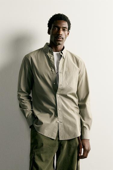 COTTON REGULAR FIT SHIRT — Khaki 2