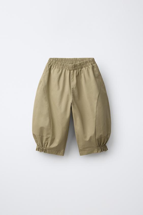 سروال بومباغو سادة - أخضر لامع الخاص بـ Zara - صورة 0
