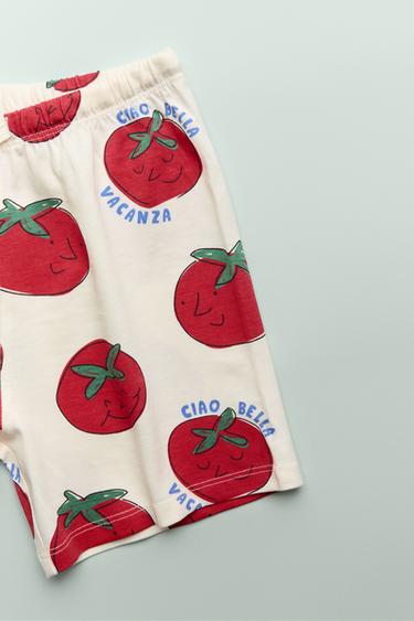 2-6 YEARS/ TOMATO T-SHIRT AND BERMUDA PYJAMAS - Ecru by Zara