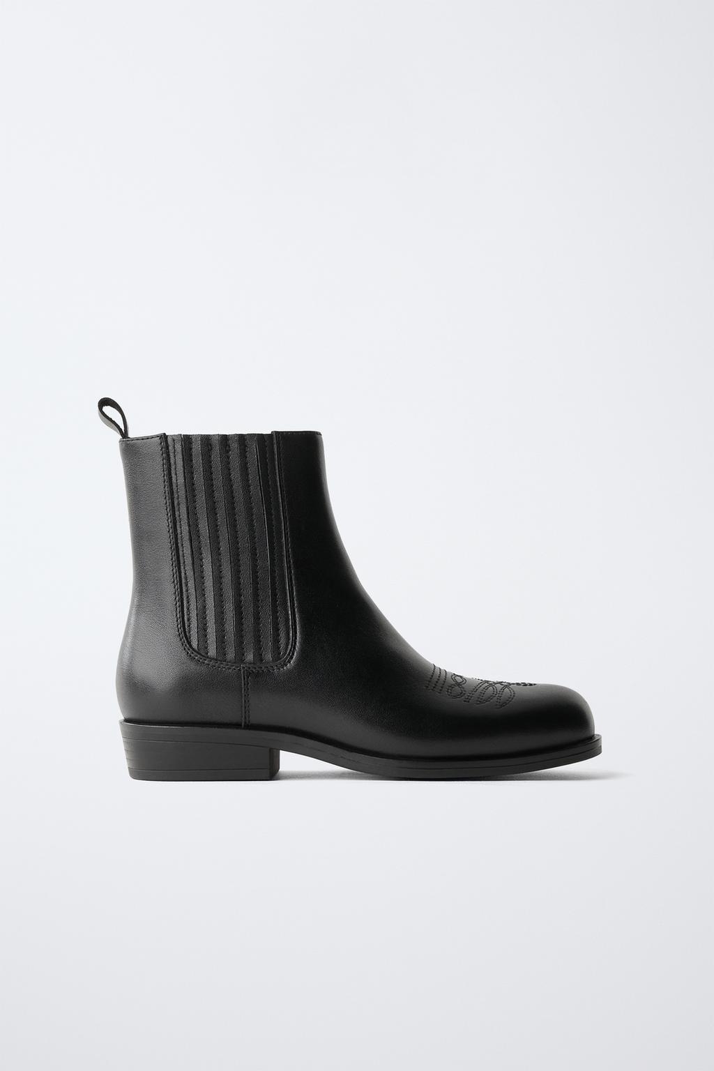 LEATHER COWBOY ANKLE BOOTS