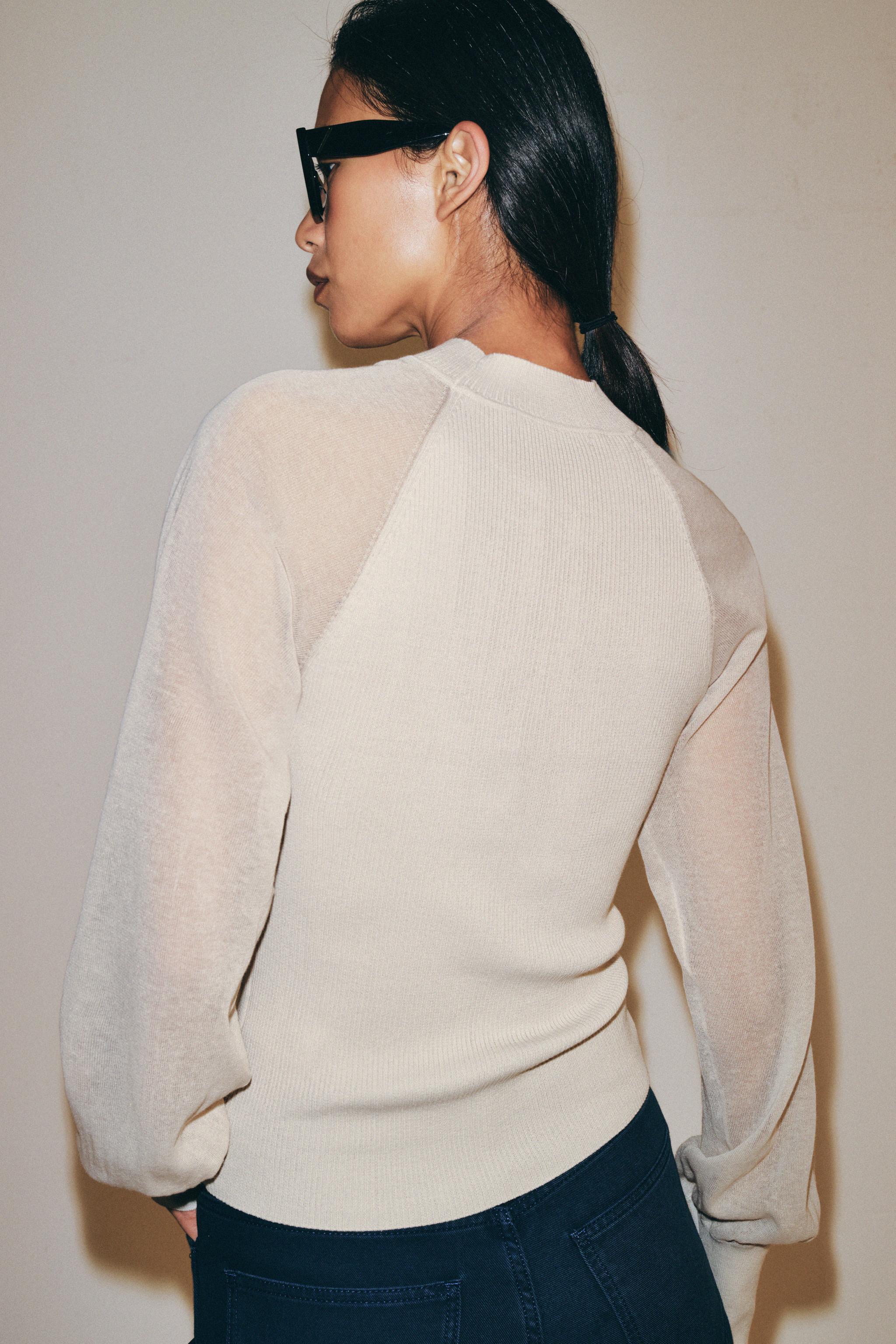 Женские свитеры Zara CONTRAST SLEEVE KNIT JUMPER — фото 3