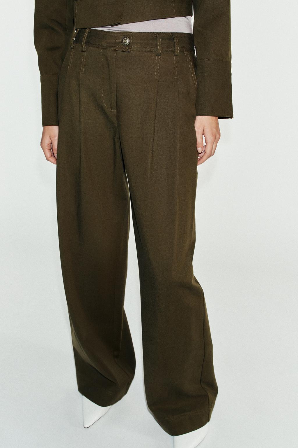 WIDE-LEG DARTED TROUSERS