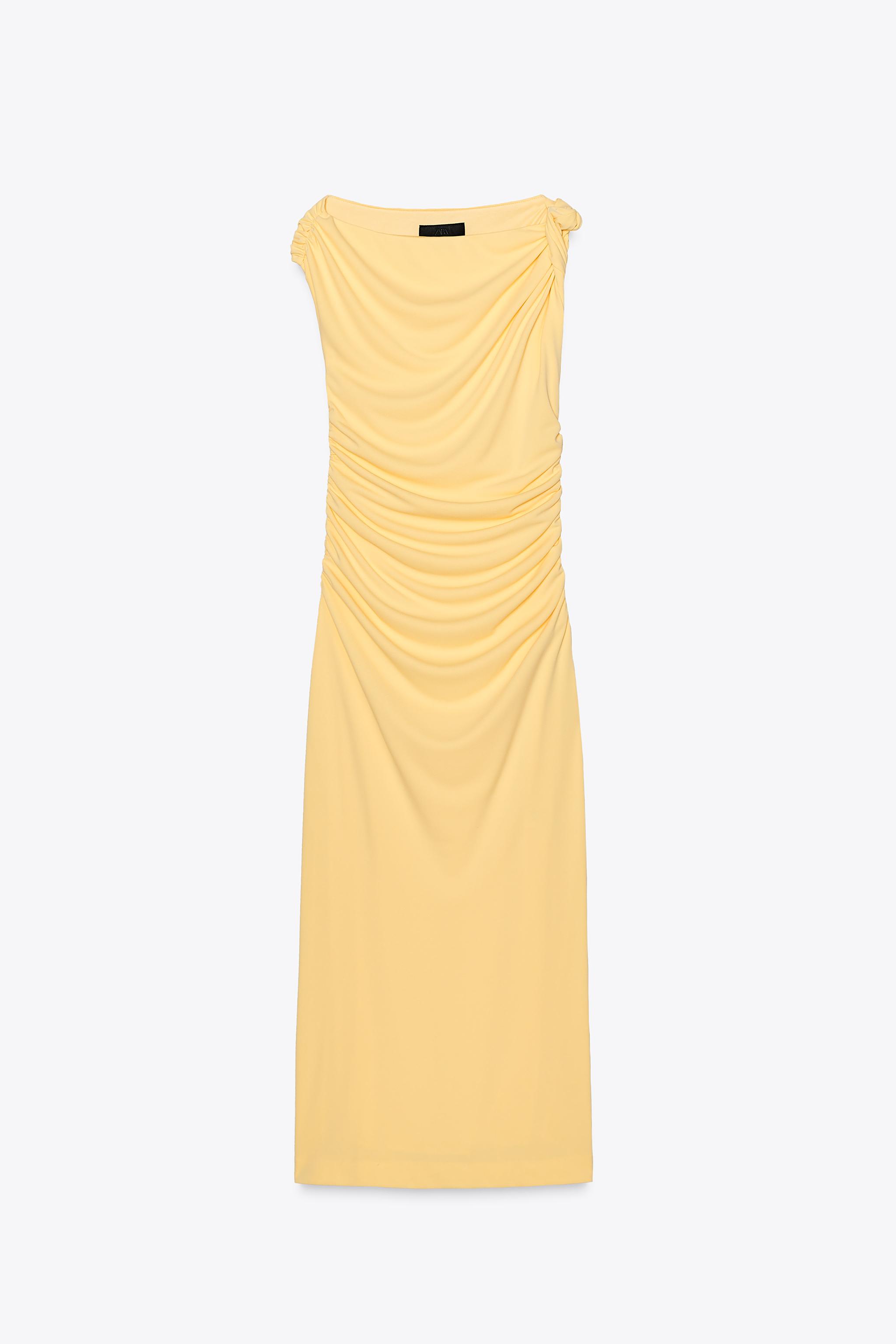 zara yellow one shoulder dress Yellow Zara Special Occasion Dresses Satin Yellow Dress One Shoulder Zara Designer Yellow One Shoulder