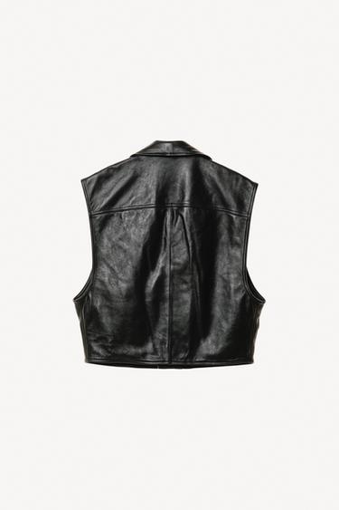 LEATHER BIKER WAISTCOAT WILLY CHAVARRIA X ZARA - Black by Zara - Image 4