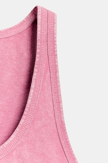 TRÄGER-T-SHIRT AUS FESTEM STOFF - Pastellrosa von Zara