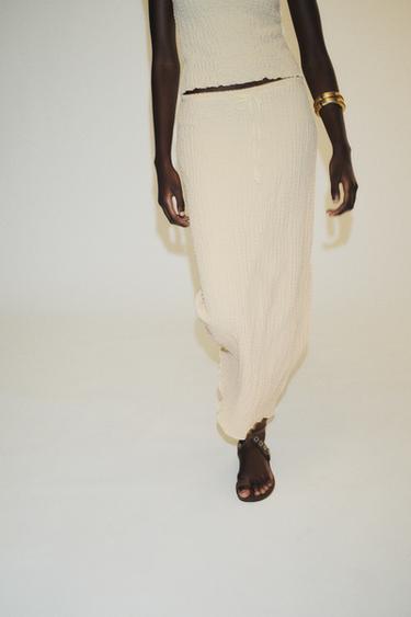 Ensemble Jupe Zara - Taille S - Couleur écru - Coton Mélangé - Très Bon état