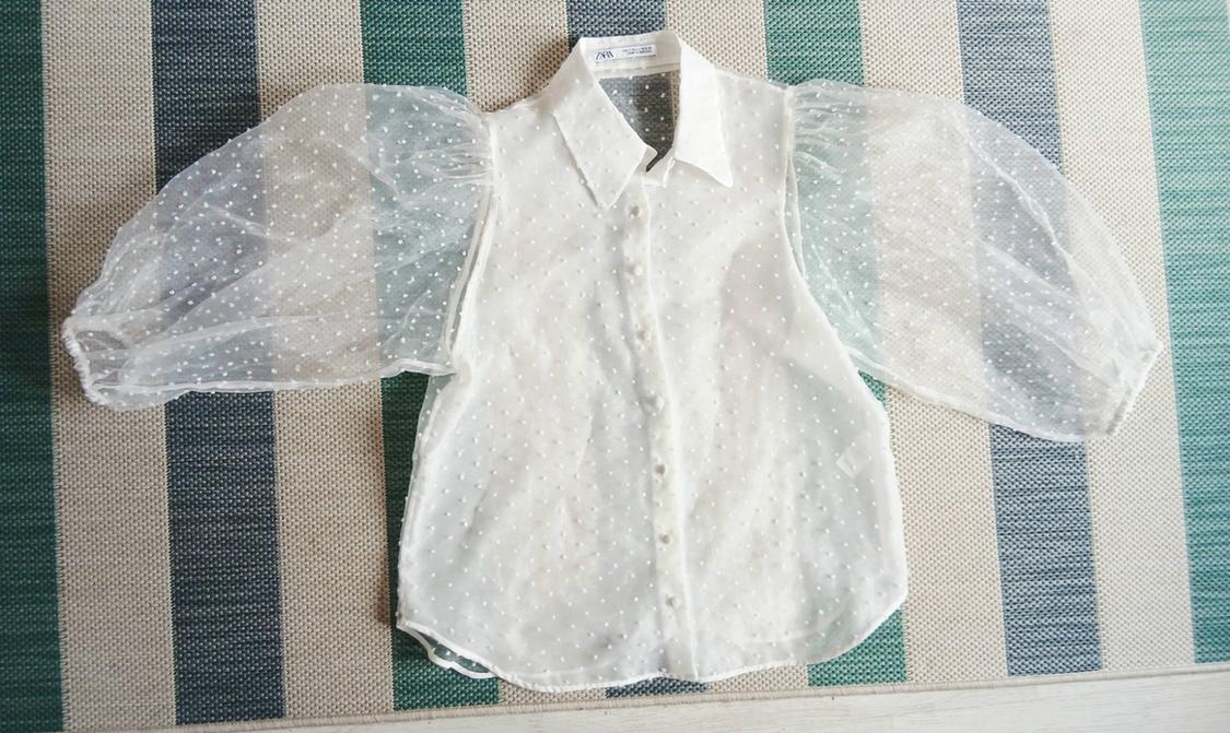 SEMI-SHEER DOTTED MESH BLOUSE - Image 4