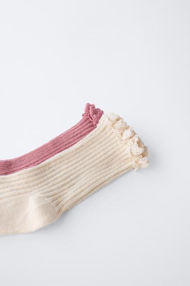 TWO-PACK OF LACE TRIM SOCKS - Pink / White by Zara - Image 1