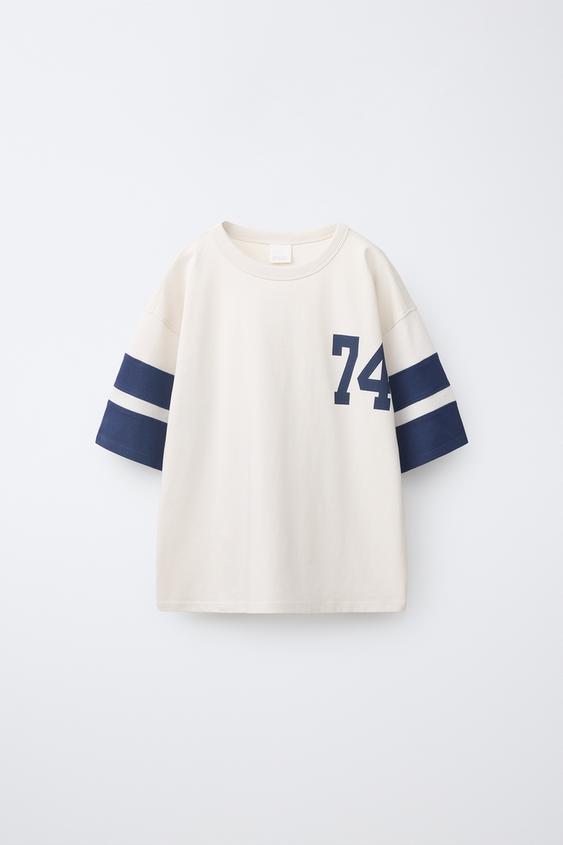 VARSITY STRIPED T-SHIRT - Ecru by Zara - Image 0