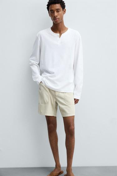 BUTTON NECK T-SHIRT - White by Zara - Image 5