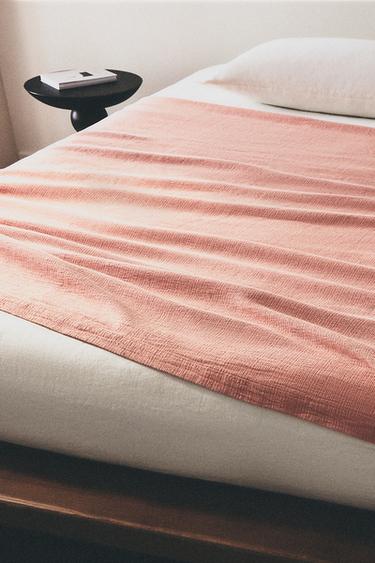 텍스처 코튼 홑이불 - Zara 레드 / 코랄