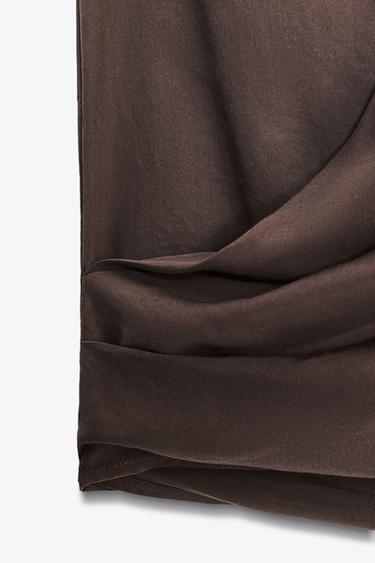 Zara DRAPED HALTER TOP - Brown