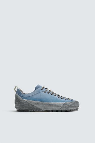 LEATHER VIBRAM® SOLE TRAINERS AARON LEVINE X ZARA - Blue by Zara