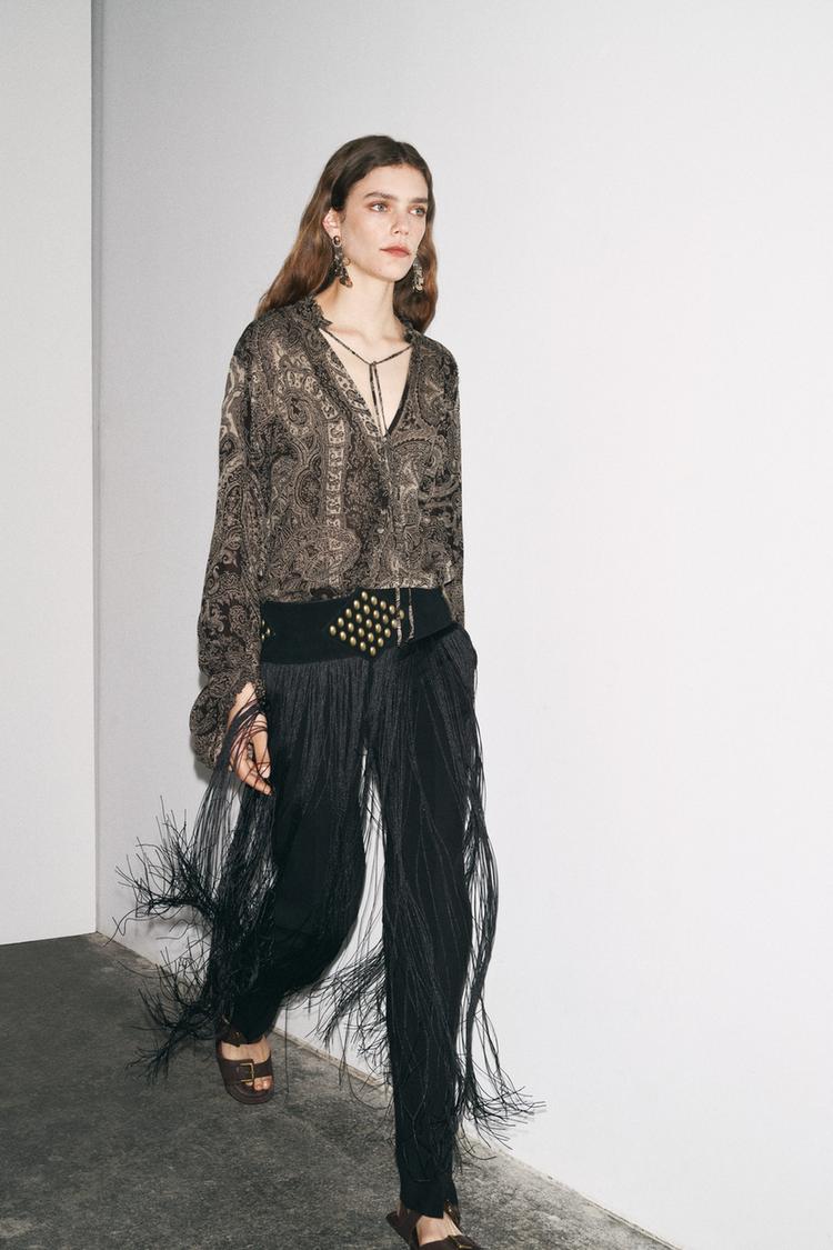 CAMISA ESTAMPADA ZW COLLECTION Negro Arena ZARA Chile