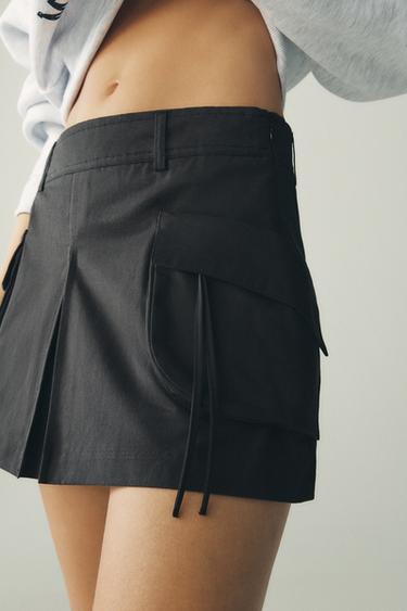 FALDA PANTALÓN BOLSILLOS - Negro de Zara