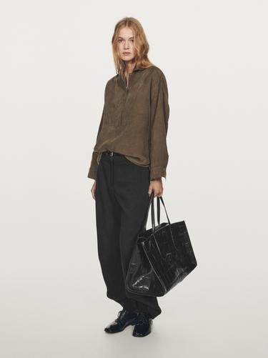 Zara Blouse with zip on the chest - Brown