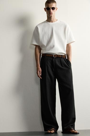 TEXTURED RELAXED FIT T-SHIRT - Oyster-white by Zara