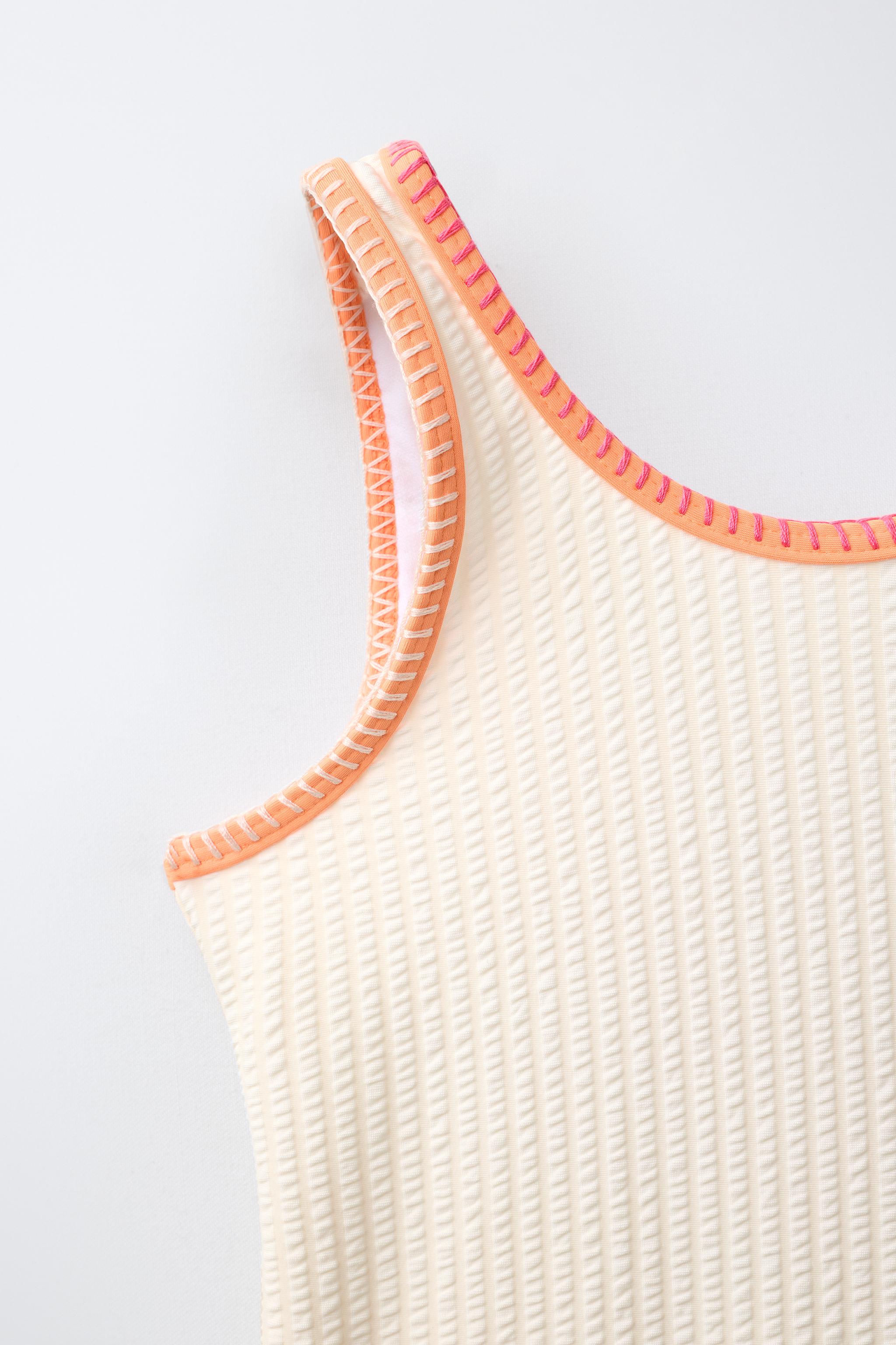 MAILLOT DE BAIN SEERSUCKER LISERÉS CONTRASTÉS 6-14 ANS