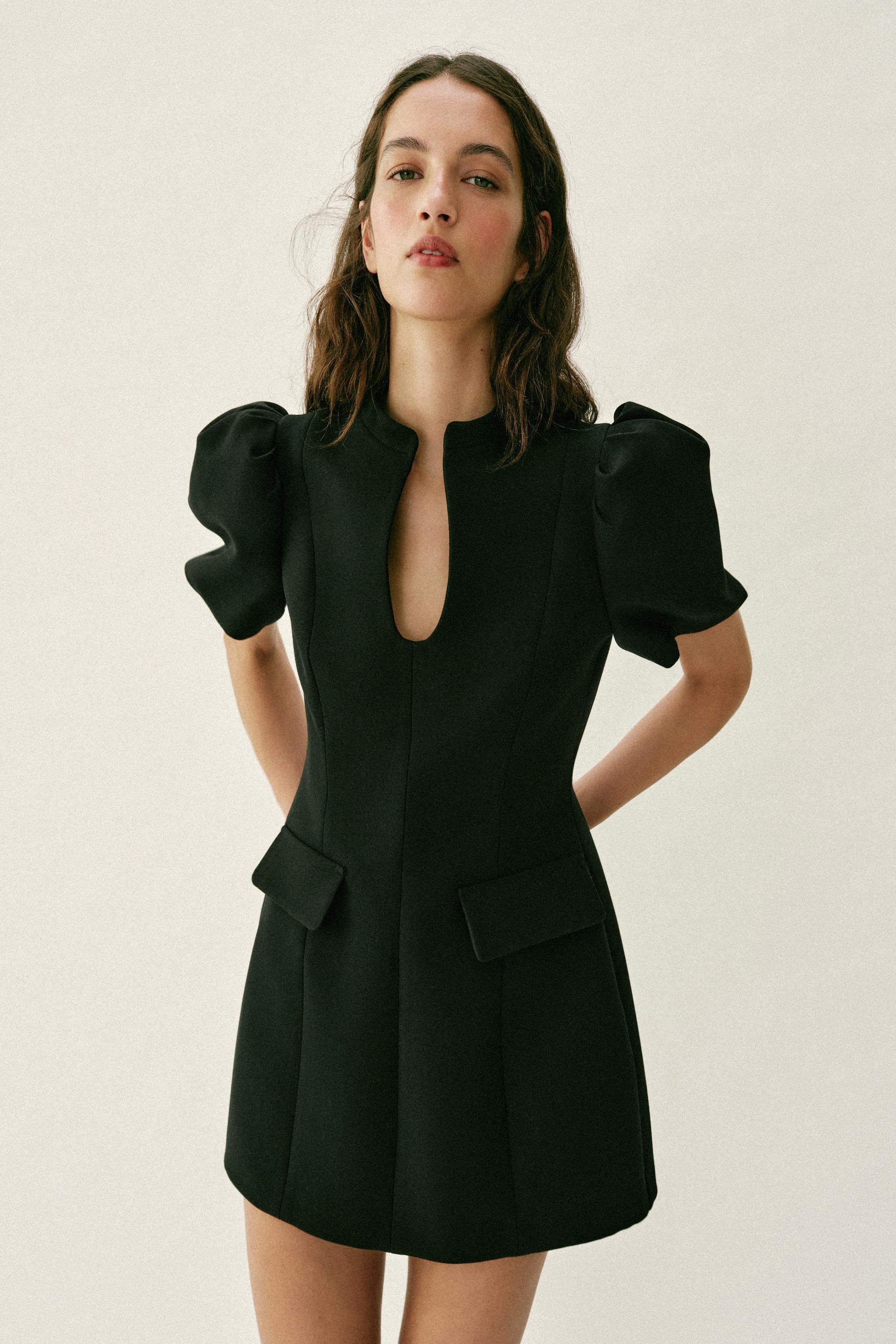 PUFF SLEEVE SHORT DRESS