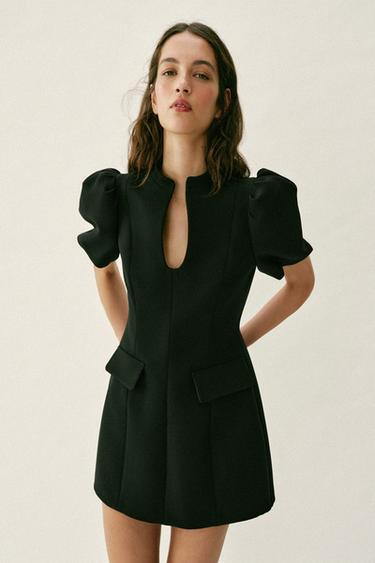 VESTIDO CURTO MANGA ABALONADA - Preto da Zara
