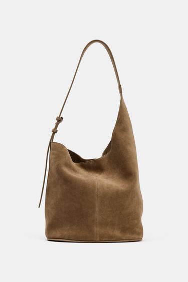 ASYMMETRIC LEATHER BUCKET BAG - 1-525 by Zara
