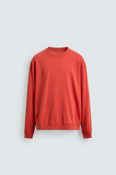 ИЗБЛЕДНЯЛ СУИТШЪРТ С ОБЛО ДЕКОЛТЕ - Червен / Оранжев от Zara