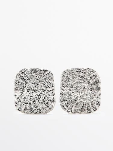 Zara Textured medallion earrings - Silver