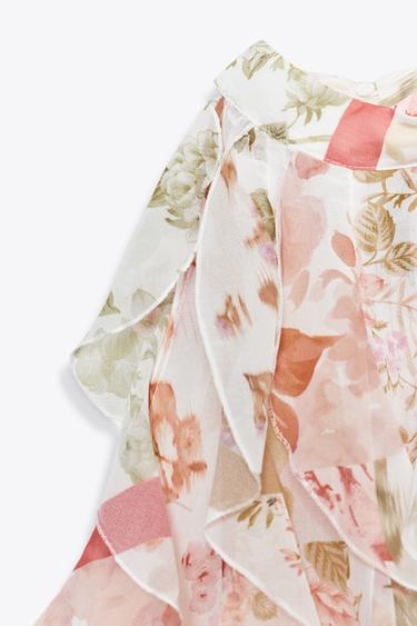 TOP À VOLANTS IMPRIMÉ FLORAL - Multicolore de Zara - Image 6
