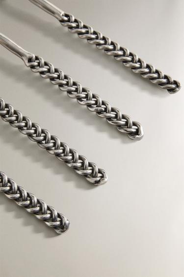PACK OF DESSERT SPOONS WITH METAL BRAIDED HANDLES (PACK OF 4) - Steel by Zara - Image 2